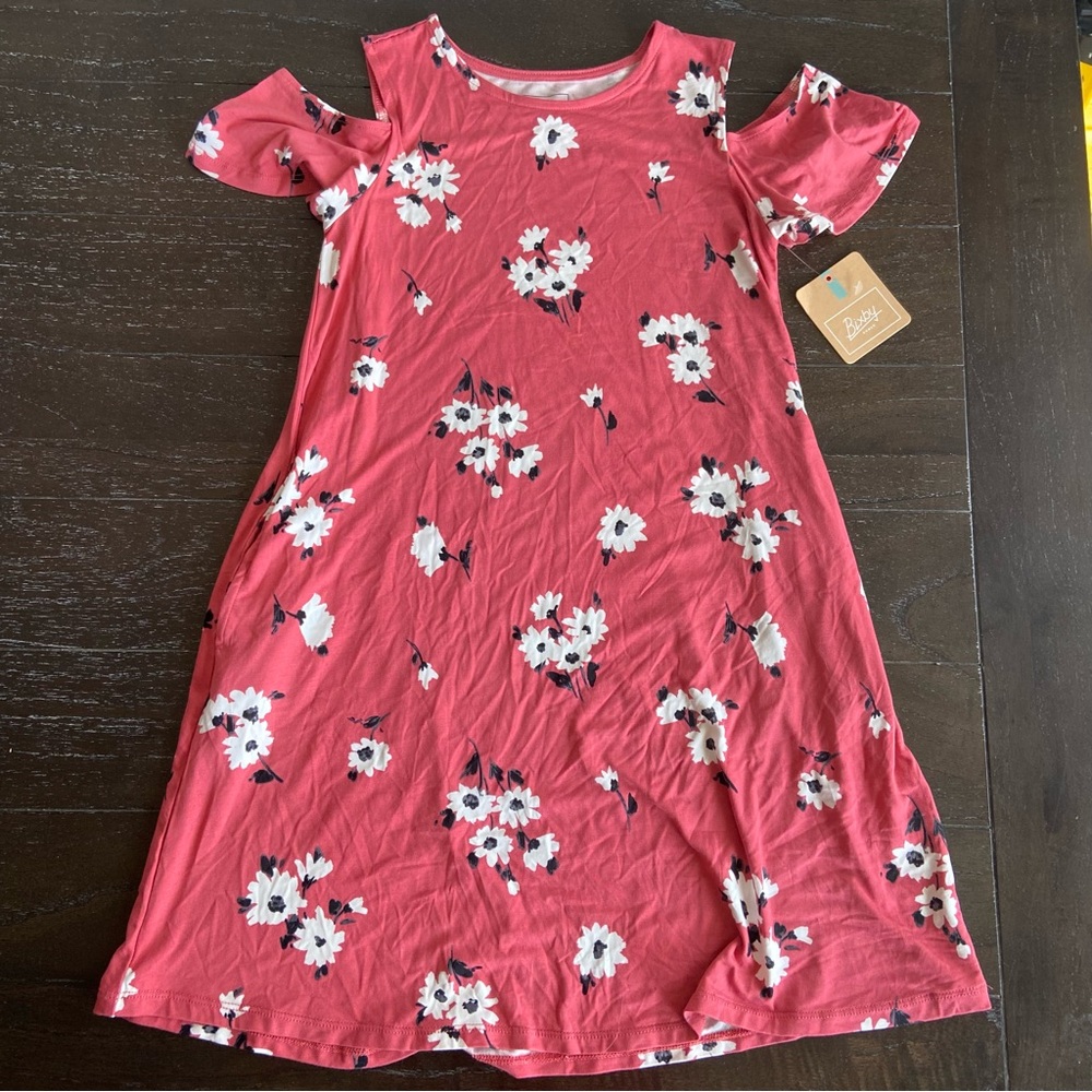Stitch Fix Kids Bixby Nomad Pink Floral Swing Dress Pockets‎ Comfy Summer
